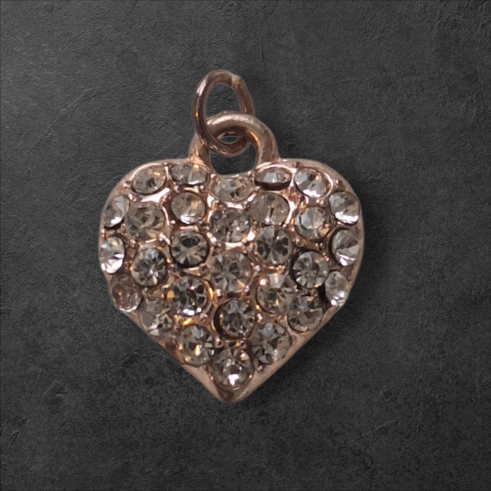 Vintage Gold Heart Crystal Encrusted Charm - SMALL